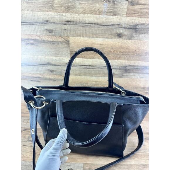 SOFIA FIMA MAIN SQUEEZE STRUCTURED TOTE SHOULDER BAG Black ITALIAN LEATH… - Picture 3 of 9